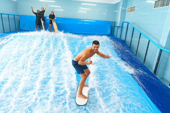 Indoor surfing in the center of Lisbon - team building & group activity